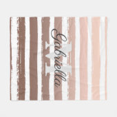 Roos Gold Stripes met monogram Fleece Deken (Voorkant (Horizontaal))