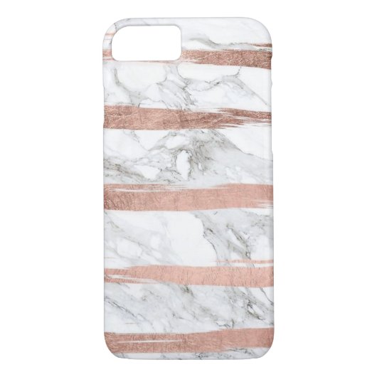 Roos Gold Stripes op marmer Case-Mate iPhone Case (Achterkant)
