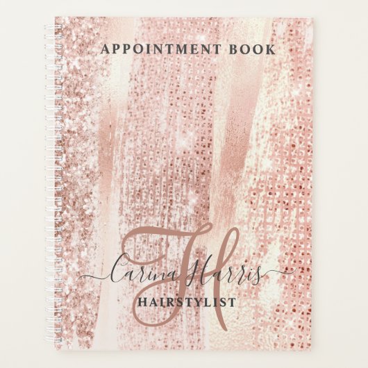 Roos Gold Strokes Haarstylist Appointment Book Planner (Voorkant)
