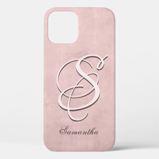 Roos Gold stylish rustige naam Monogram Case-Mate iPhone Case (Achterkant)