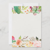 Roos Gold Succulent Floral Cactus Invitation Kaart (Achterkant)