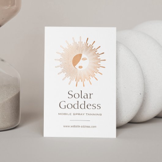 Roos Gold Sun Goddess Girl Spray Tanning Salon Visitekaartje