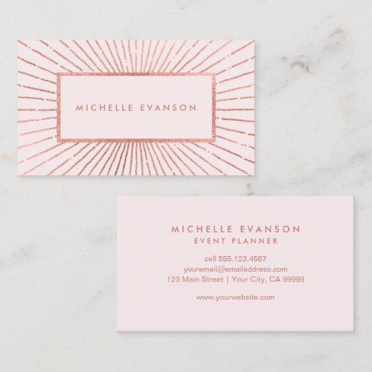 Roos Gold Sunburst Blush Roze Visitekaartje (Voorkant / Achterkant)