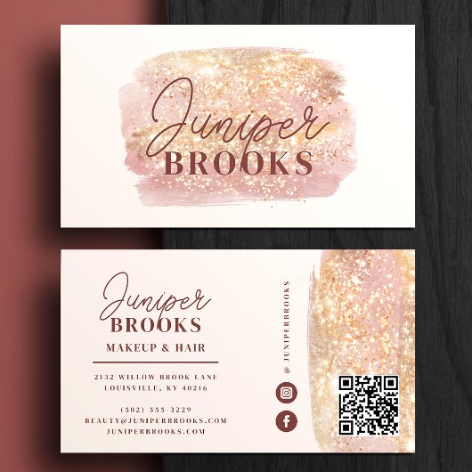 Roos Gold Sunset Glitter Social Media QR-code Visitekaartje