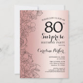 Roos Gold Surprise 80th Birthday Party Kaart (Voorkant)