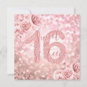 Roos Gold Sweet 16 Birthday Glitter Lights Floral Kaart (Achterkant)