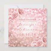 Roos Gold Sweet 16 Birthday Glitter Lights Floral Kaart (Voorkant)