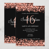 Roos Gold Sweet 16 Birthday Party Sparkles Kaart (Voorkant / Achterkant)