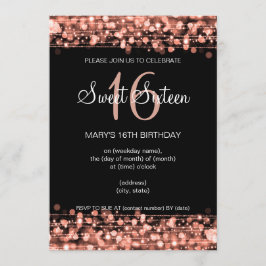 Roos Gold Sweet 16 Birthday Party Sparkles Kaart