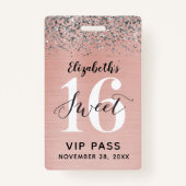 Roos Gold Sweet 16 Birthday VIP Badge (Voorkant)
