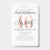 Roos Gold Sweet 16 Birthday VIP Badge (Achterkant)