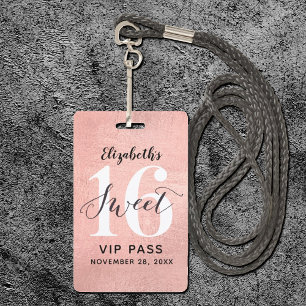 Roos Gold Sweet 16 Birthday VIP Badge