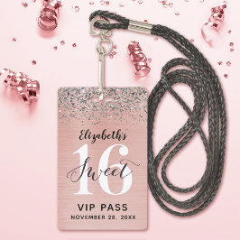 Roos Gold Sweet 16 Birthday VIP Badge