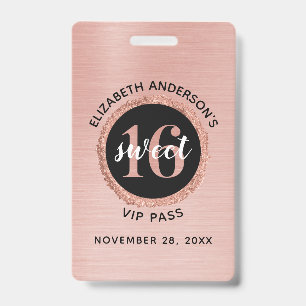 Roos Gold Sweet 16 Birthday VIP-badge Badge
