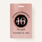 Roos Gold Sweet 16 Birthday VIP-badge Badge (Voorkant)