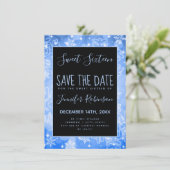 Roos Gold Sweet 16 Birthday Winter Sparkles Save The Date (Staand voorkant)