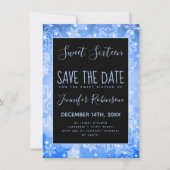 Roos Gold Sweet 16 Birthday Winter Sparkles Save The Date (Voorkant)