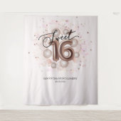 Roos Gold Sweet 16-daagse ballonnen Roze achtergro Wandkleed (Voorkant)