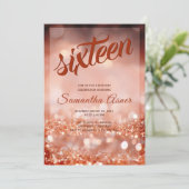 Roos Gold Sweet 16 Decorations Kaart (Staand voorkant)