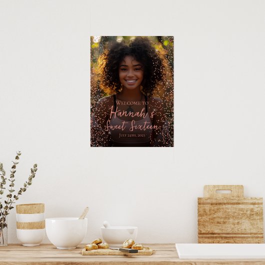 Roos Gold Sweet 16 foto Welkomstbord Poster (Keuken)