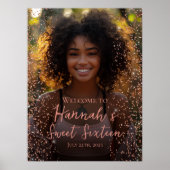 Roos Gold Sweet 16 foto Welkomstbord Poster (Voorkant)