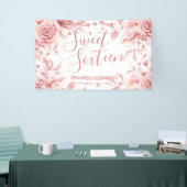 Roos Gold Sweet 16 Glitter Confetti Floral Spandoek (Beurs)