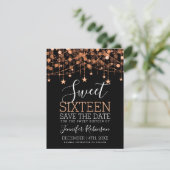 Roos Gold Sweet 16 Sparkly String Lights Opslagdat Save The Date (Staand voorkant)