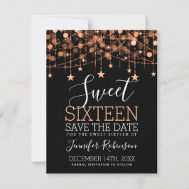 Roos Gold Sweet 16 Sparkly String Lights Opslagdat Save The Date
