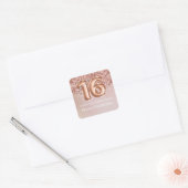 Roos Gold Sweet 16 Verjaardagsfeestgunst Vierkante Sticker (Envelop)