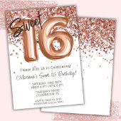 Roos Gold Sweet 16 Verjaardagsfeestje Kaart