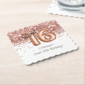 Roos Gold Sweet 16th Birthday Party Kartonnen Onderzetters (Gebogen)