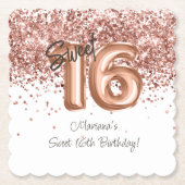 Roos Gold Sweet 16th Birthday Party Kartonnen Onderzetters (Voorkant)
