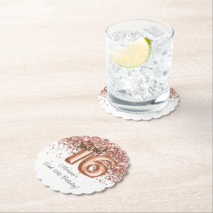 Roos Gold Sweet 16th Birthday Party Kartonnen Onderzetters