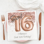 Roos Gold Sweet 16th Birthday Party Servet<br><div class="desc">Roos goudzoet 16e verjaardagsfeestje papieren servetten om de verjaardagsfeesttafels te versieren.</div>
