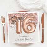 Roos Gold Sweet 16th Birthday Party Servet<br><div class="desc">Roos goudzoet 16e verjaardagsfeestje papieren servetten om de verjaardagsfeesttafels te versieren met een gedrukte textuur papieren achtergrond.</div>