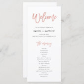 Roos Gold Sweet Fairytale Wedding Ceremony Program Programmakaart (Voorkant / Achterkant)