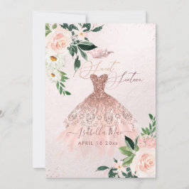 Roos Gold Sweet Sixteen Blush Waterverf Flowers Kaart