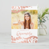 Roos Gold Swirls Foto Quinceanera Kaart (Staand voorkant)
