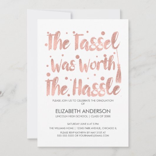 Roos Gold Tassel Afstuderen Card Kaart (Voorkant)