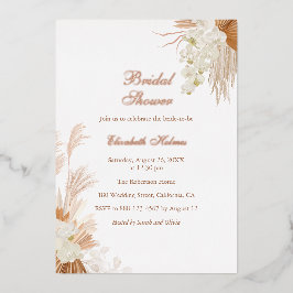 Roos Gold Terracotta Pampas Grass Vrijgezellenfees Folie Uitnodiging