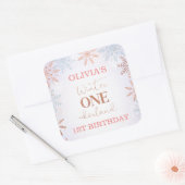 Roos Gold Text Snowflakes Winter One-derland Vierkante Sticker (Envelop)