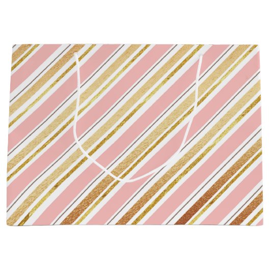 Roos Gold Texture Gift Bag Groot Cadeauzakje (Voorkant)