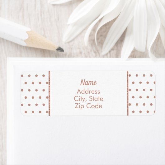 Roos Gold Textured Polka Dot Pattern Etiket (Insitu)