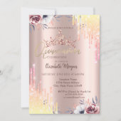 Roos Gold Tiara Flowers Quinceañera Kaart (Voorkant)