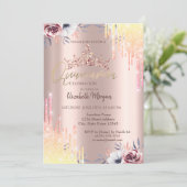 Roos Gold Tiara Flowers Quinceañera Kaart (Staand voorkant)