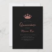 Roos Gold Tiara Quinceanera Birthday Party Kaart (Voorkant)