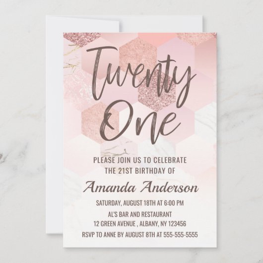 Roos Gold Tiles, penseel 21ste verjaardag Kaart (Voorkant)