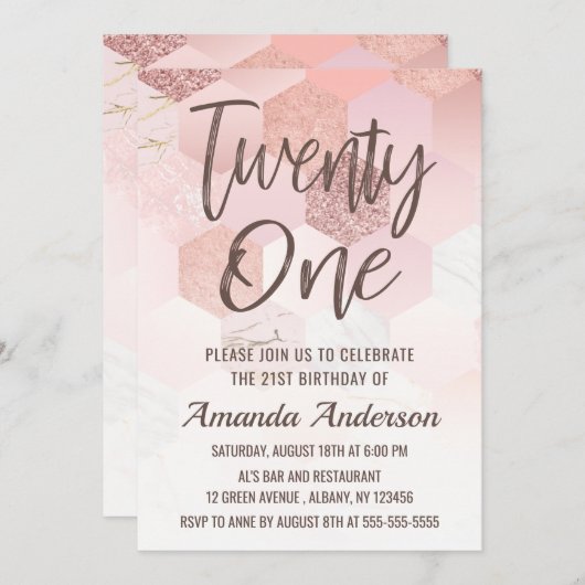 Roos Gold Tiles, penseel 21ste verjaardag Kaart (Voorkant / Achterkant)