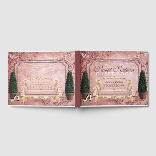 Roos Gold Topiary Garden Sweet Sixteen Birthday Gastenboek (Volledig)