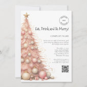Roos Gold Tree Company Logo QR kerstfeest Kaart (Voorkant)